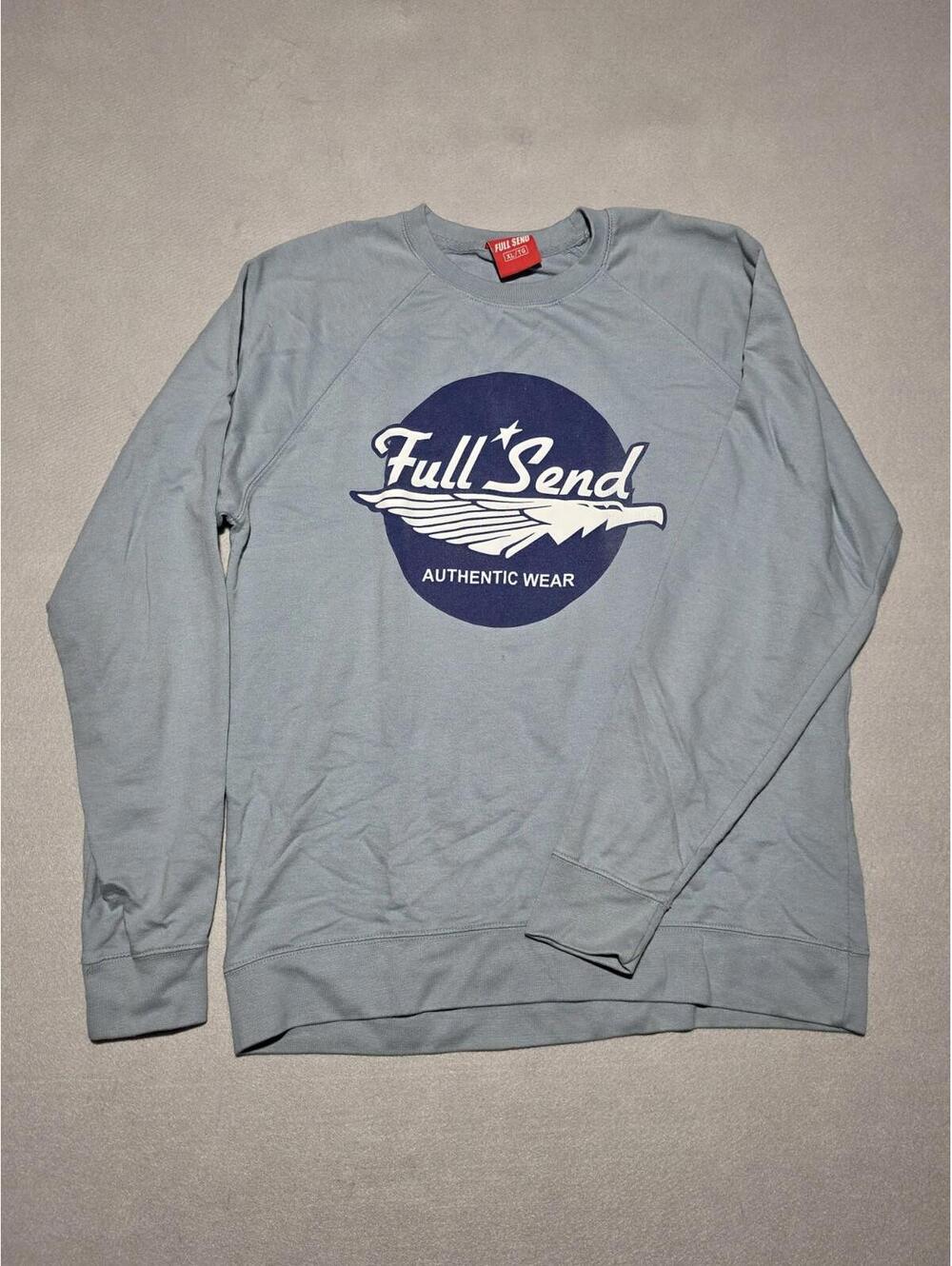 Full Send Wear Blue Raglan Crewneck Sweatshirt Size XL